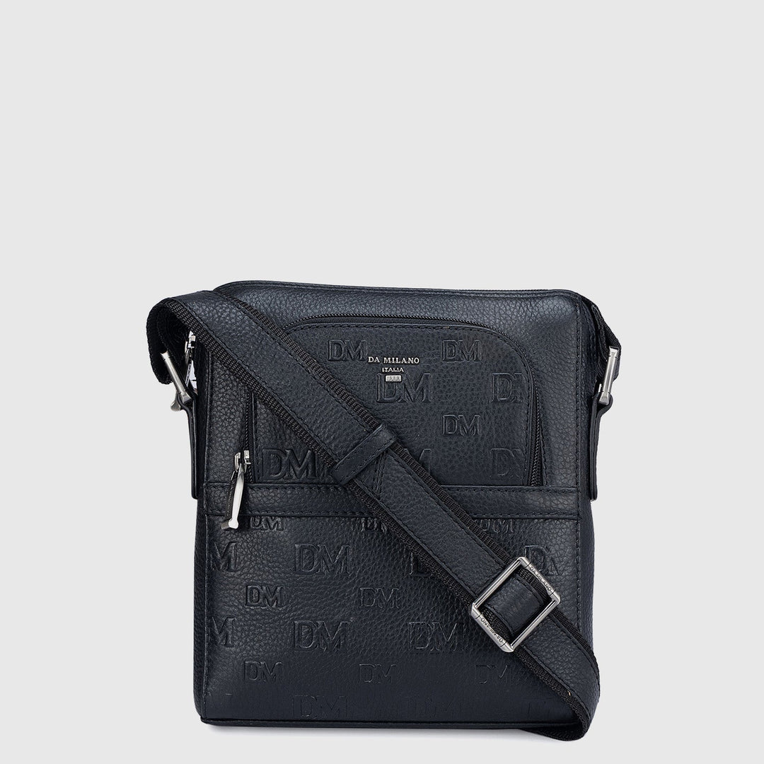 Black Monogram Leather Men Sling