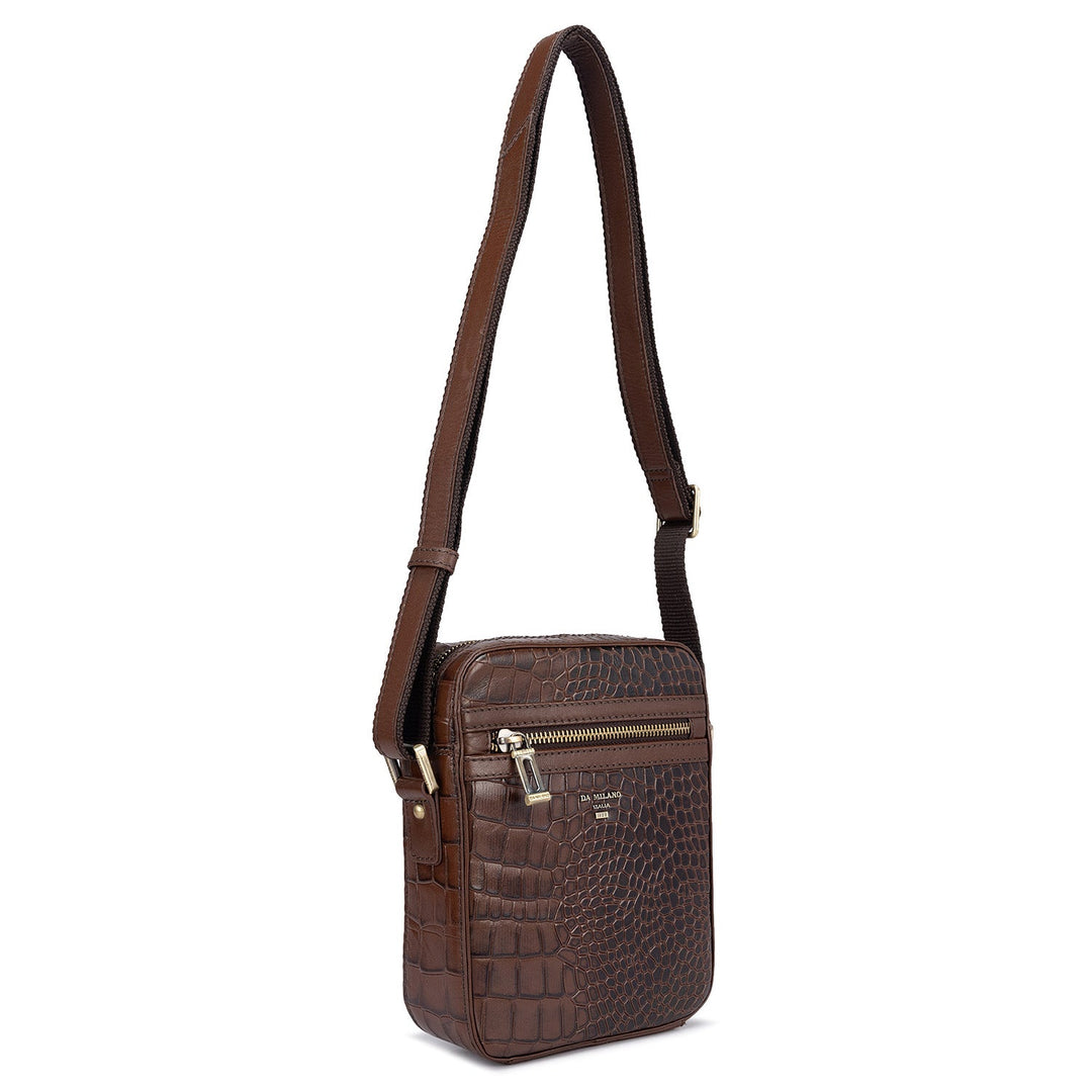 Croco Leather Men Sling  - Brown