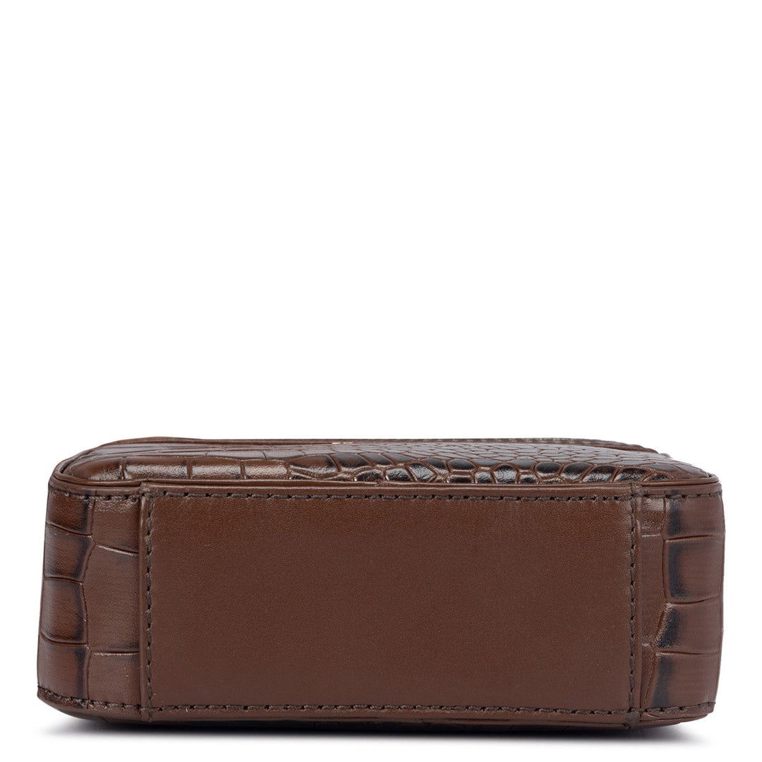 Croco Leather Men Sling  - Brown