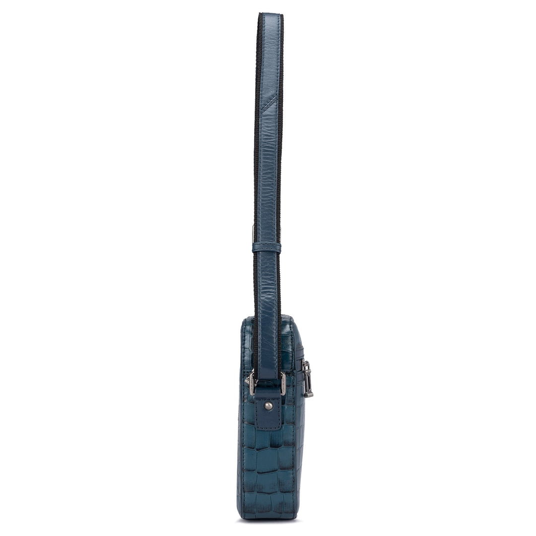 Croco Leather Men Sling  - Ocean