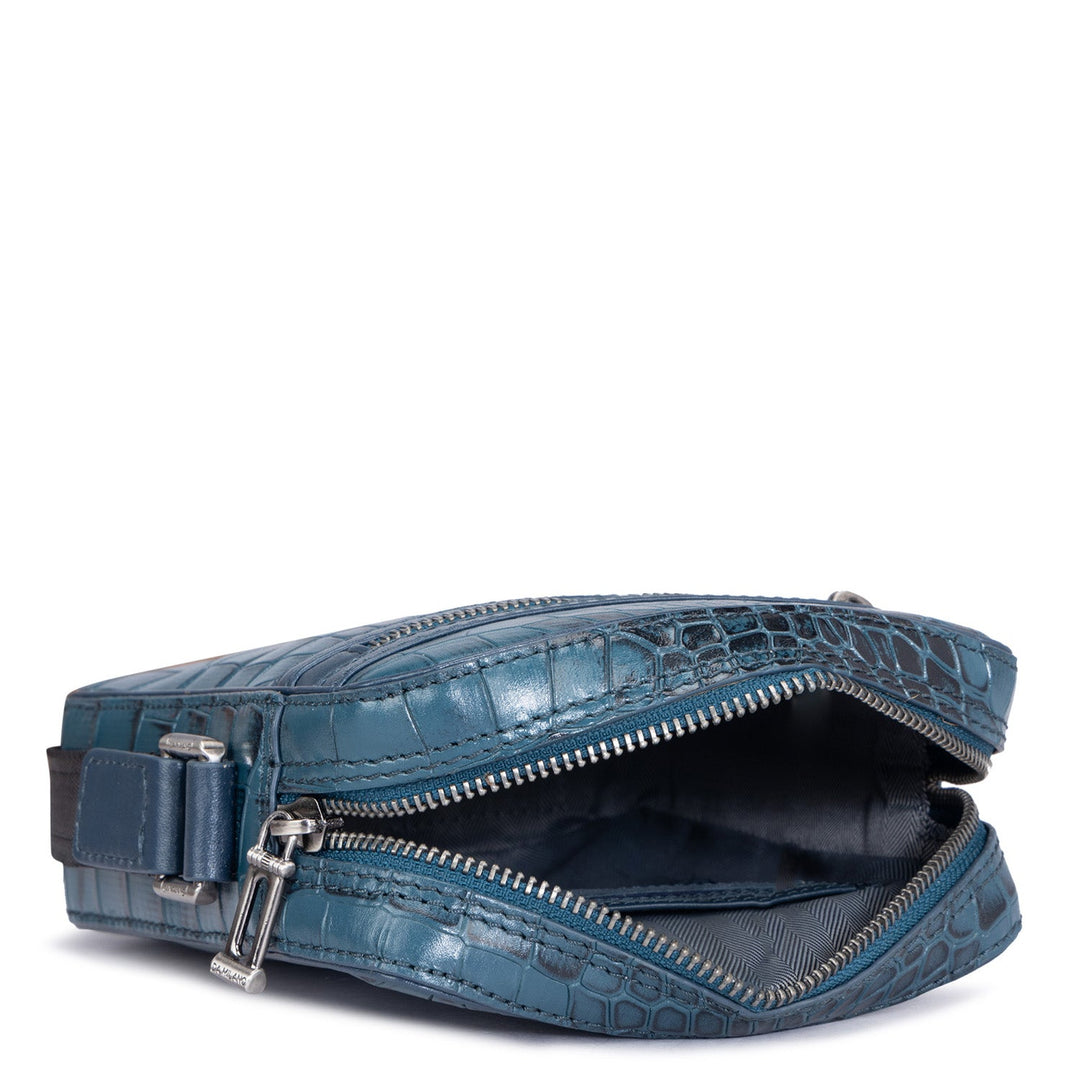 Croco Leather Men Sling  - Ocean