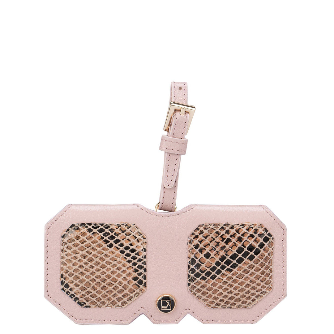 Beige & Pink Snake Textured Spectacle Case