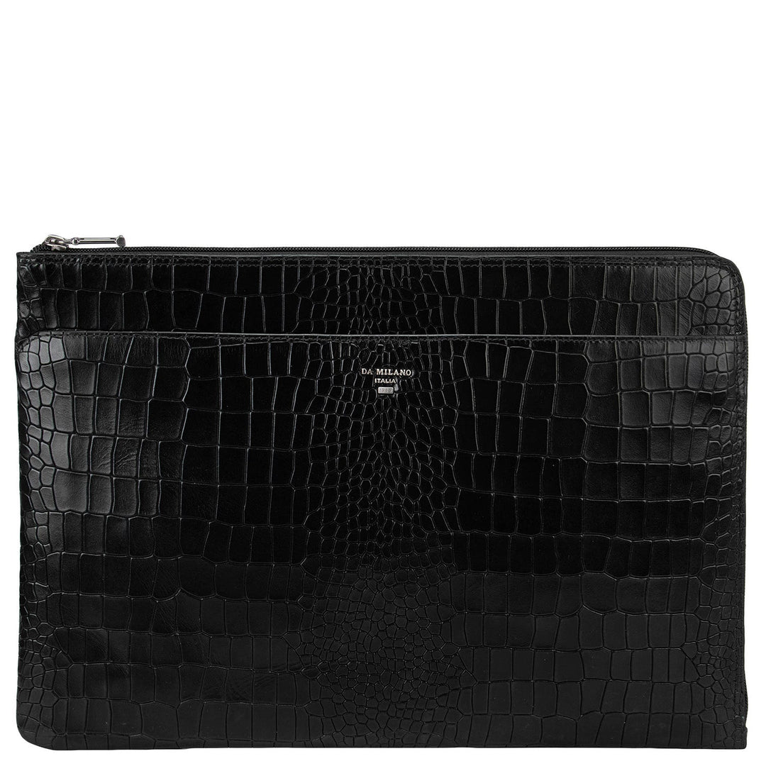 Black Croco Leather Computer Sleeve - Upto 14"