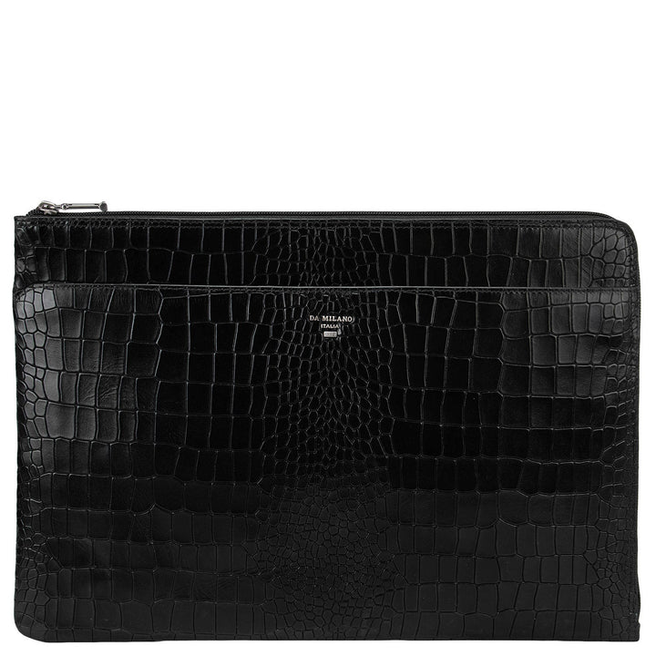 Black Croco Leather Computer Sleeve - Upto 14"