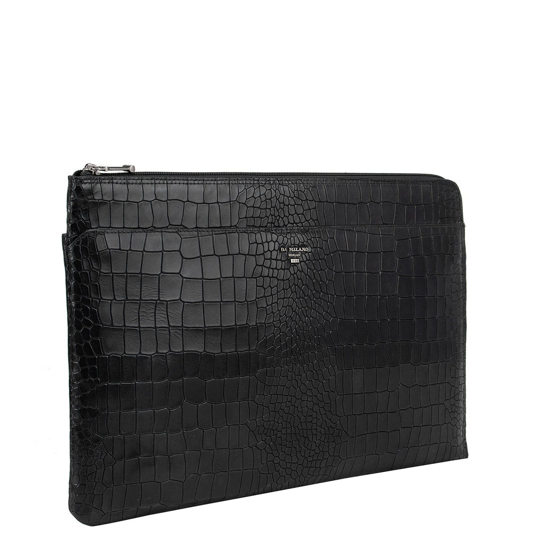 Black Croco Leather Computer Sleeve - Upto 14"