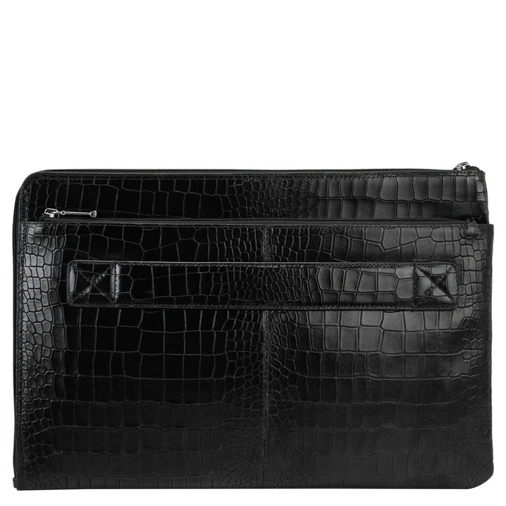 Black Croco Leather Computer Sleeve - Upto 14"