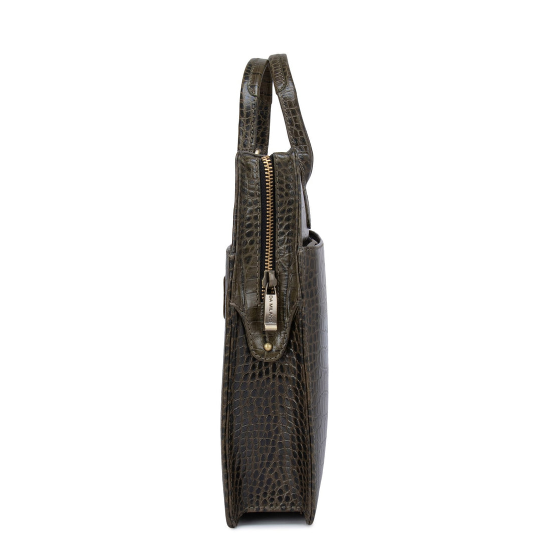Military Green Croco Leather Computer Sleeve - Upto 14"