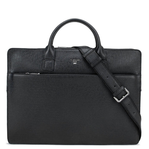 Black Franzy Leather Computer Sleeve - Upto 14"