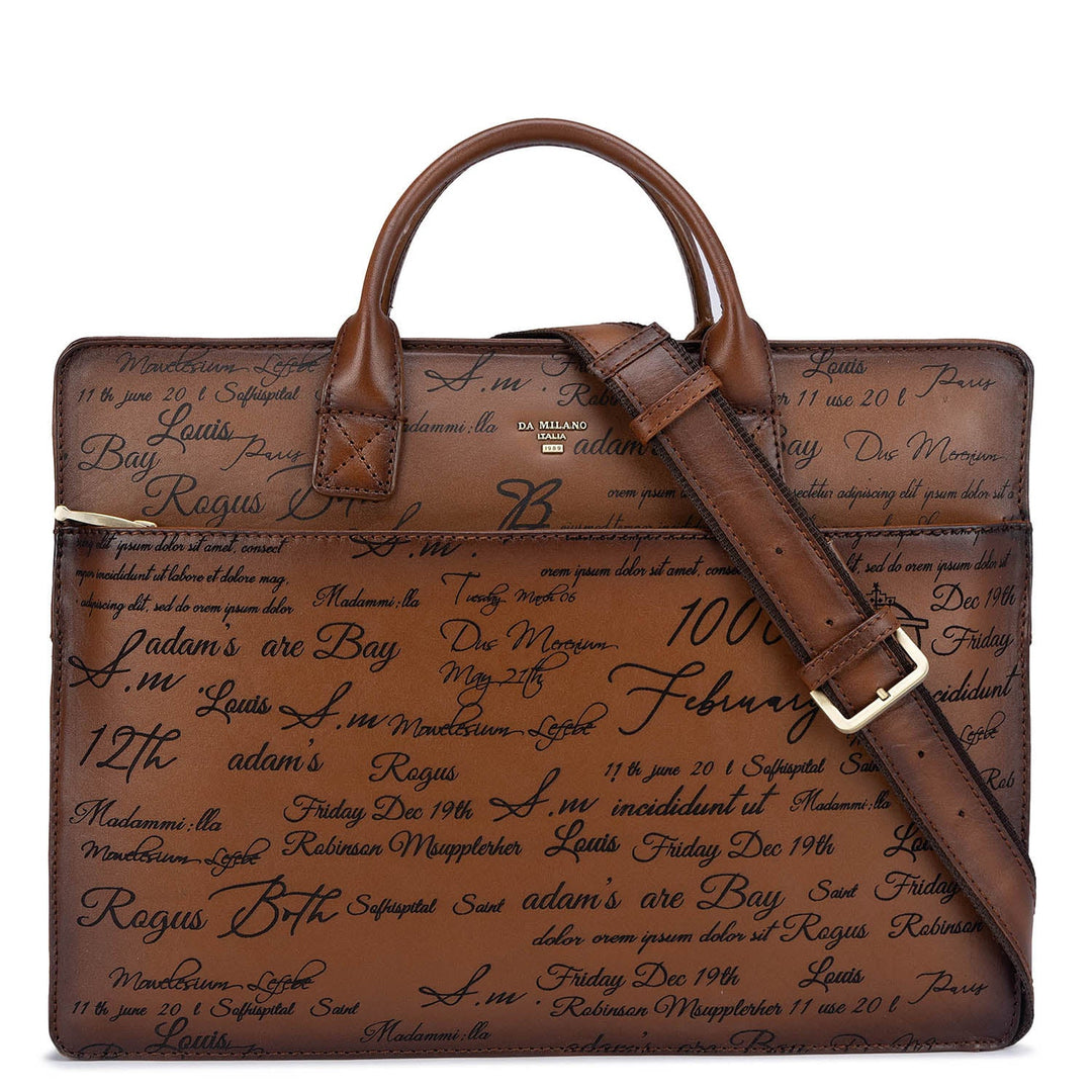 Cognac Signato Leather Computer Sleeve - Upto 14"