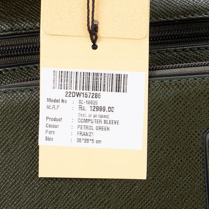 Green Franzy Leather Computer Sleeve - Upto 13"