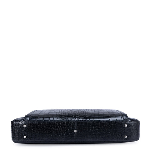 Black Croco Leather Computer Sleeve - Upto 14"