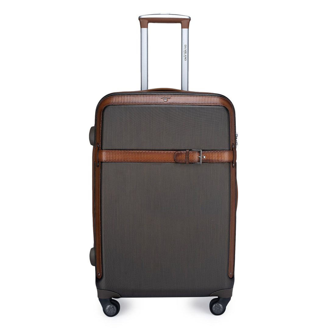 Large Mat Emboss Leather Trolley - Bronze & Cognac