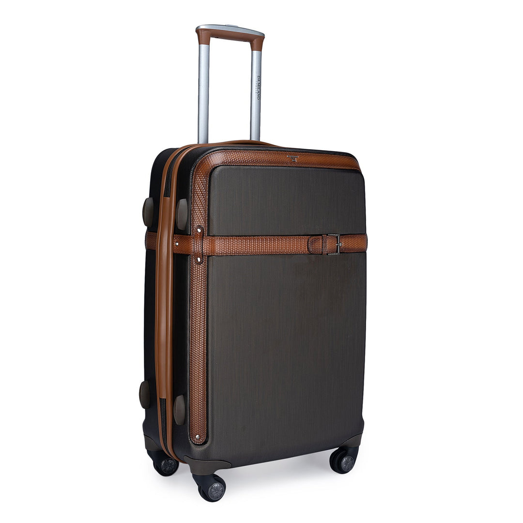 Large Mat Emboss Leather Trolley - Bronze & Cognac