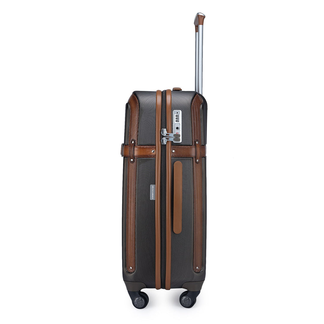 Large Mat Emboss Leather Trolley - Bronze & Cognac