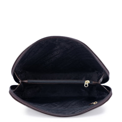 Ostrich Leather Vanity Pouch - Brown