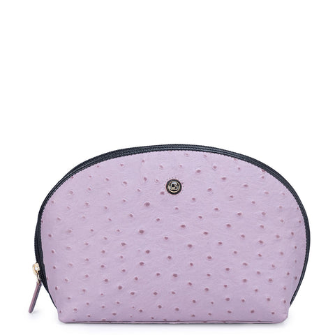 Ostrich Leather Vanity Pouch - Lavender