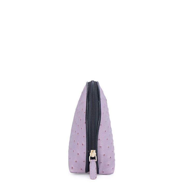 Ostrich Leather Vanity Pouch - Lavender