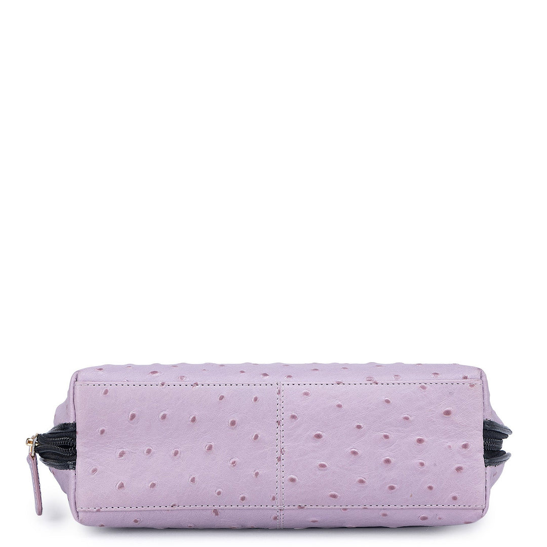 Ostrich Leather Vanity Pouch - Lavender