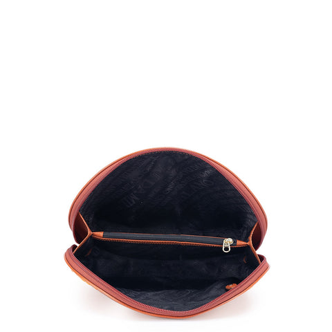 Ostrich Leather Vanity Pouch - Orange