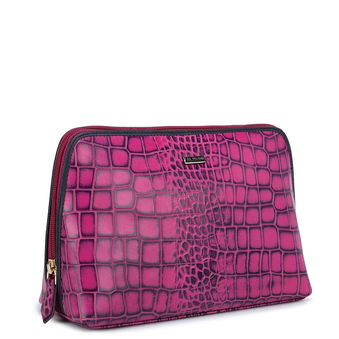 Pink Croco Effect Vanity Pouch
